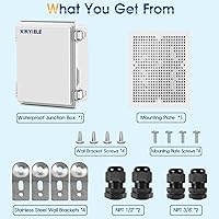 Vista 7 de Waterproof Outdoor Project ABS Plastic Junction Box IP67 Weatherproof Dustproof Enclosure with Hinged Cover, Mounting Plate,Wall Brackets for Power