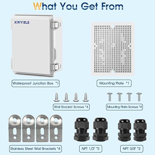 Miniatura 7 de Caja de conexiones de plástico ABS impermeable para proyectos al aire libre, IP67, resistente a la intemperie, a prueba de polvo con cubierta con