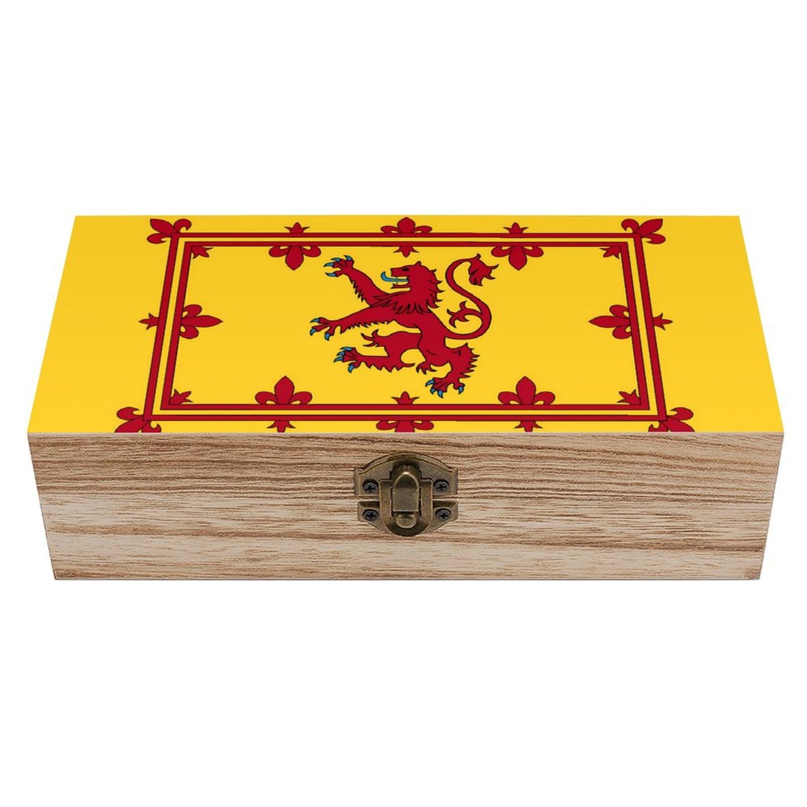 Cgsbngha Style Scotland Flag Wooden Storage Boxes With Lid Memory Box Decorative Organiser For Office And Home