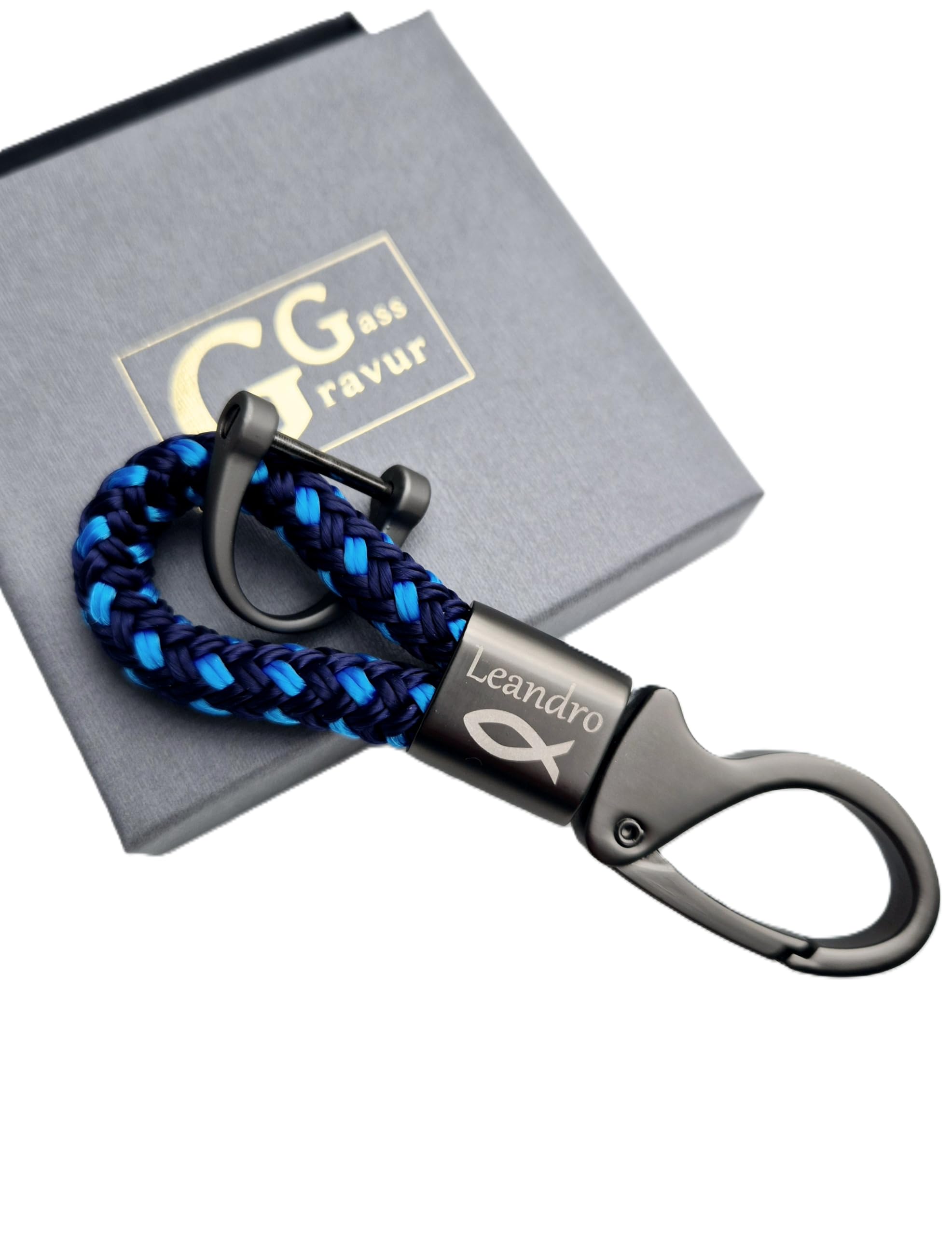Generisch Schlüsselanhänger, Segeltau, 8mm, Karabiner, Gravur, Kommunion, Konfirmation, Taufe, Firmung, personalisiertes Geschenk, Valentinstag, Muttertag, Vatertag, Geschenk, Hochzeit, Weihnachten