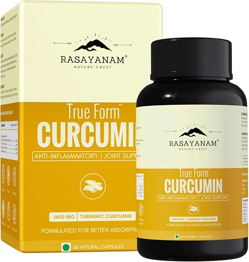Rasayanam Curcumin 1600mg | Extra-Pure Nano Curcumin Capsules with 95% Curcuminoids | Turmeric &amp; Piperine | Joint Support ...