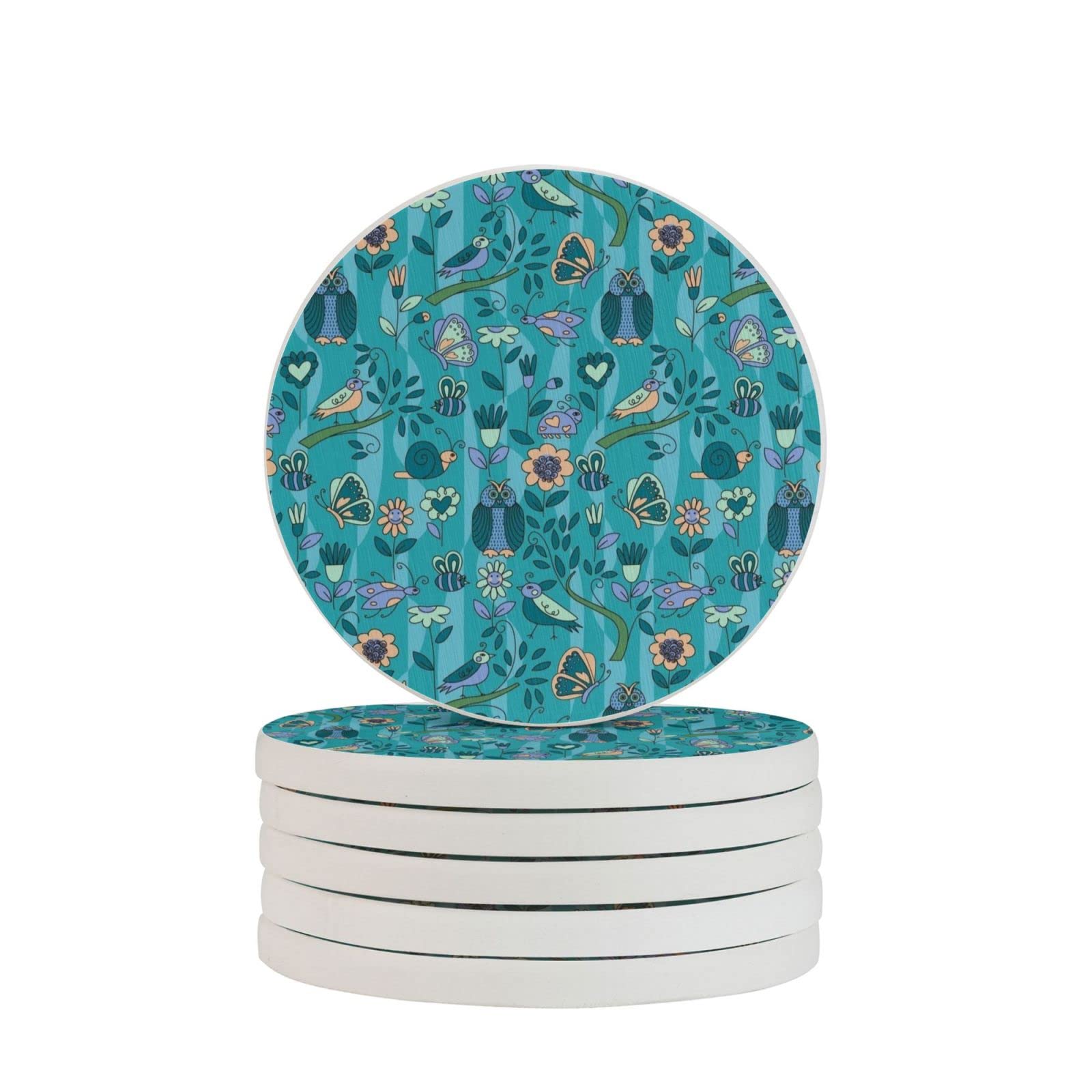 Sous-verre en diatomite absorbant anti-tache lot de 2 floral