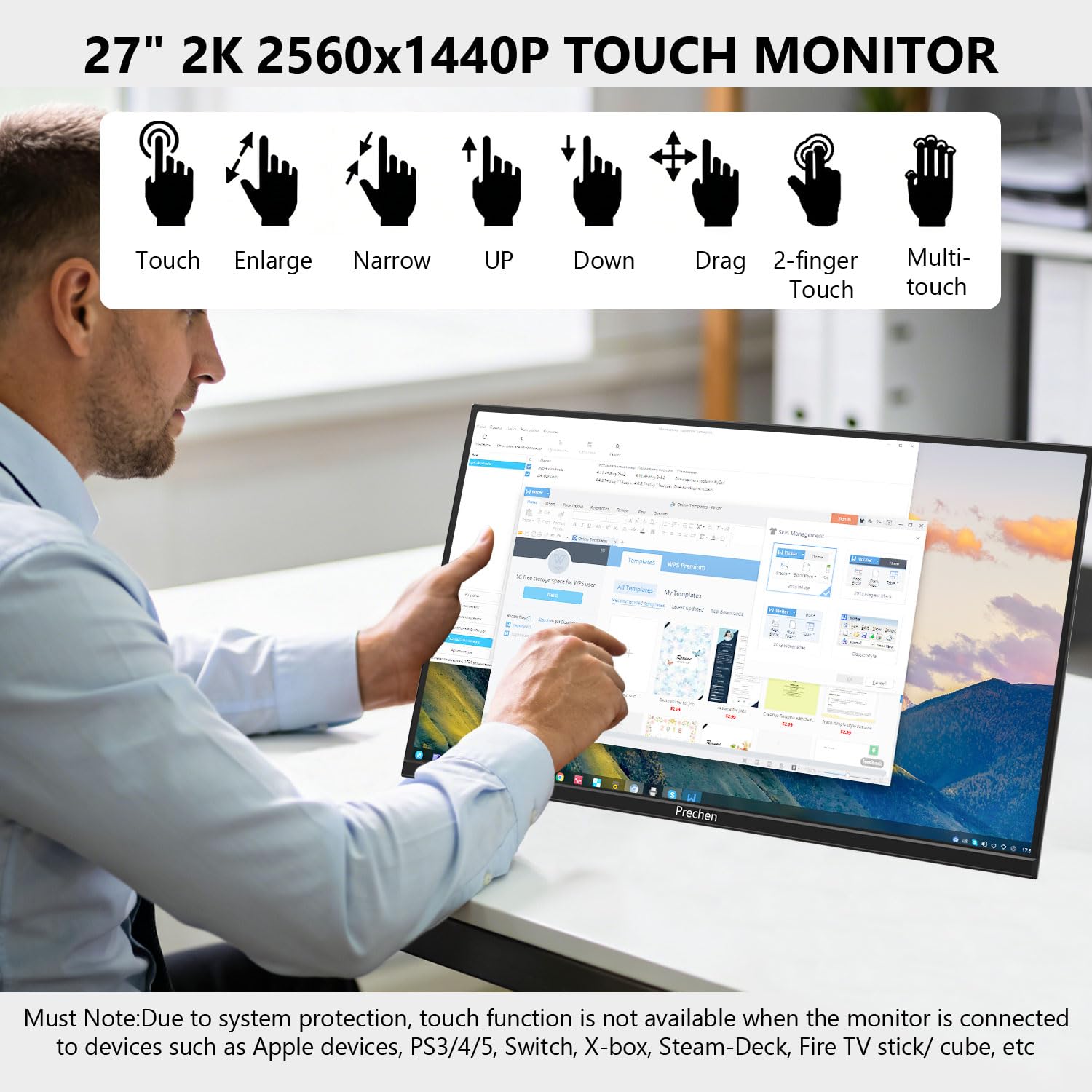 Amazon.co.jp: Prechen 27インチ 2K QHD 100Hz タッチスクリーン