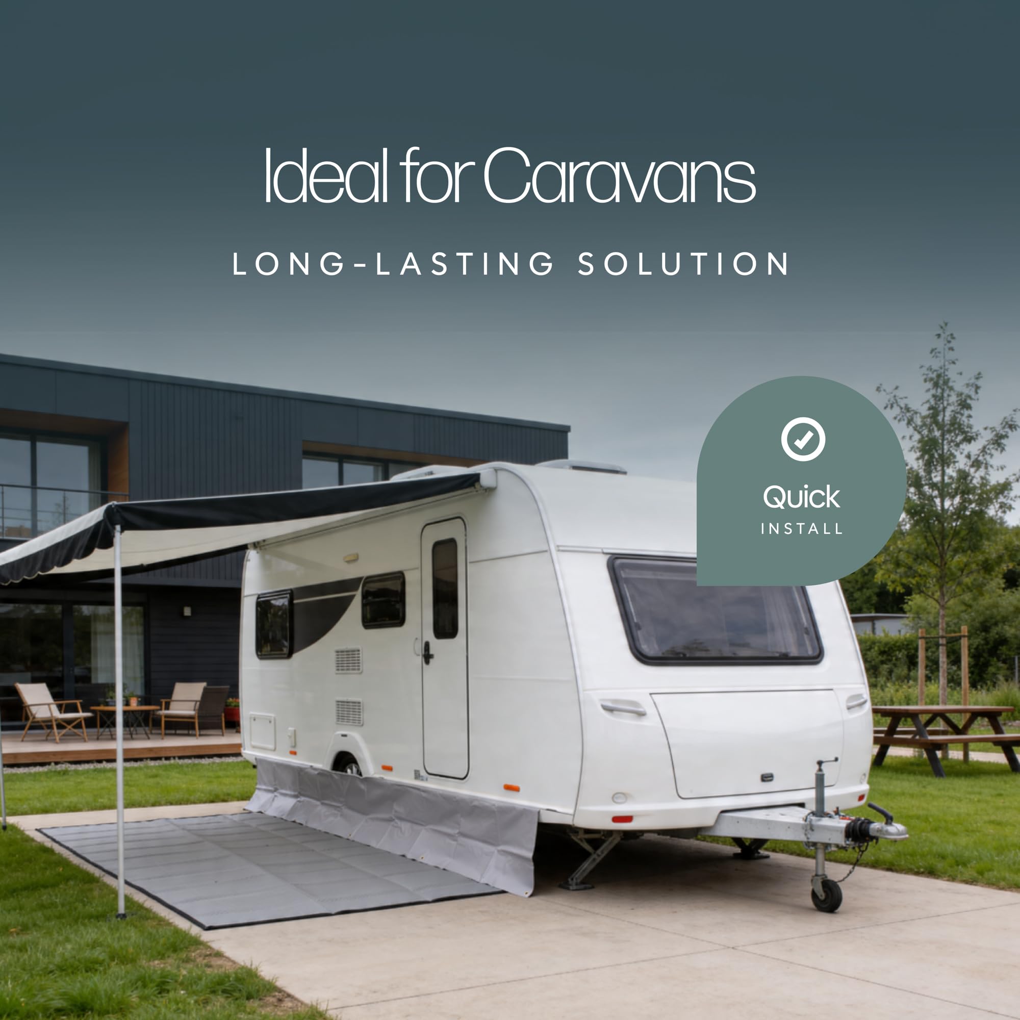 Luxury Caravan Draught Skirt 4m x 500mm – UV-Resistant PVC Weatherproof Awning Skirt with Reinforced Edging, Motorhome & Touring Caravan Wind and Draught Protection — view 7