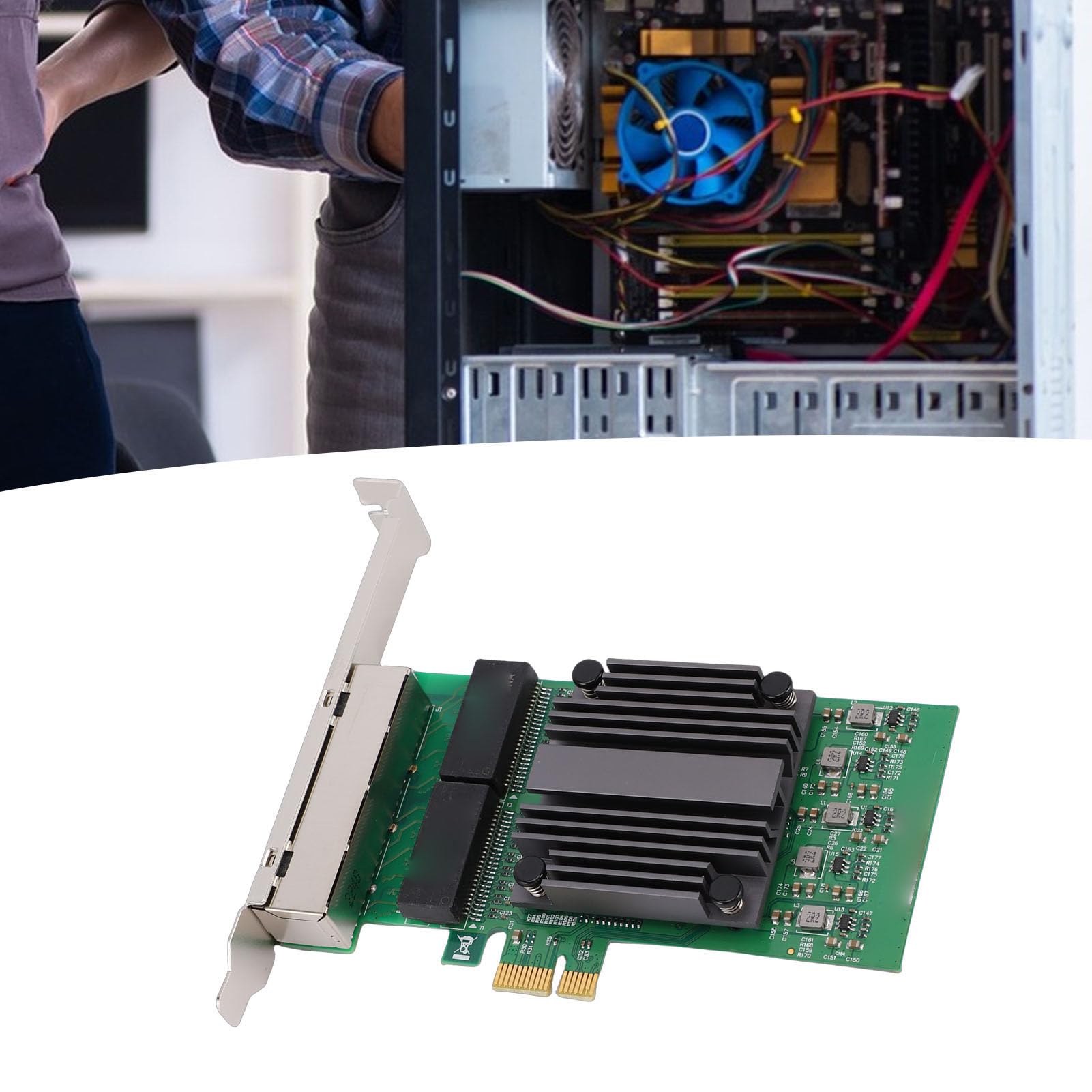 GOWENIC Scheda di Rete PCIe X1 a 4 Porte, 4 Porte RJ45, NIC di Livello Server, Scheda Offload IP, con Interfaccia di Rete Multipla, per PC Industriali
