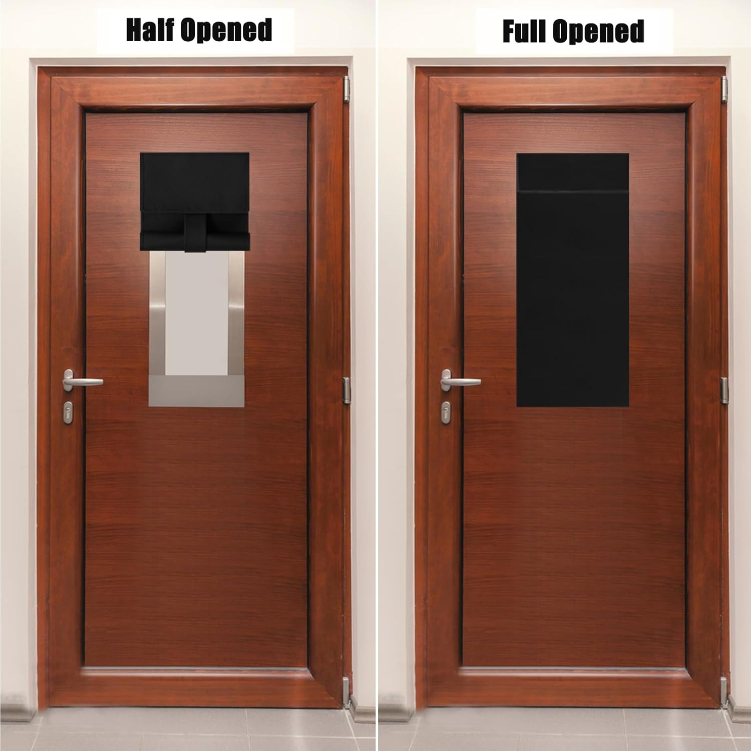 Classroom Door Window Cover School Small Curtains Self Adhesive Room Darkening No Drill Blackout Shades W 9.8 Inch X H 39 Inch (4, Black)