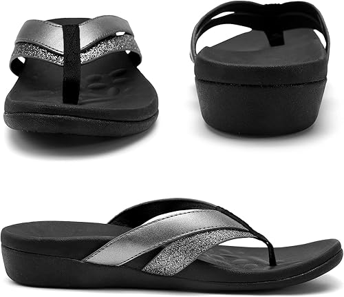 Vista 3 de Sounity - Sandalias ortopédicas para mujer, sandalias con soporte de arco para fascitis plantar para mujer, cómodas pantuflas para caminar