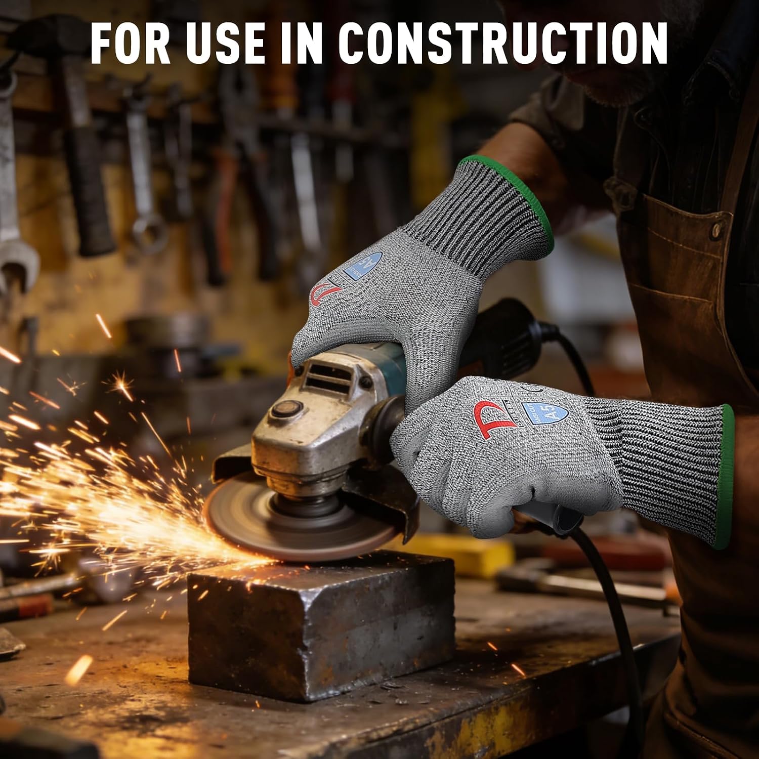 ANSI A5 Cut Resistant Glove, 12 pairs, Cut Proof Gloves with PU Coating and steel reinforcement, Touch-Screen Compatible, Used for Metal Fabrication, Mechanic, Gardening, Thin & Lightweight, XX-Large