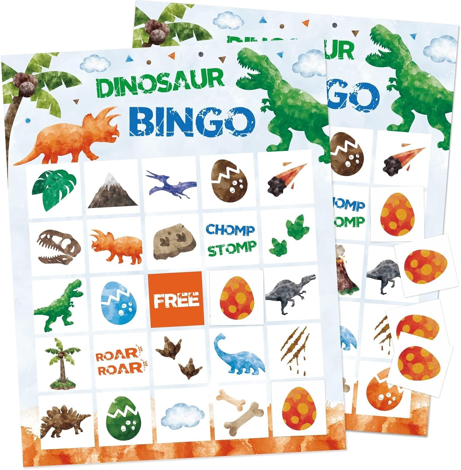 WERNNSAI Dinosaur Party Bingo Set - 24 Pcs Dinosaur Birthday Party Supplies for Birthday Decoration Happy Little Dino Cards Set for Family Holiday Activities