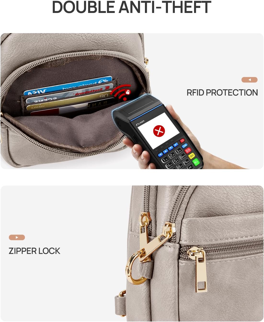 CHOLISS Anti Theft Small Sling Bag for Women and Men RFID Leather Crossbody Bags Fanny Pack Chest Bag Travel Purse Daypacks - Image 3