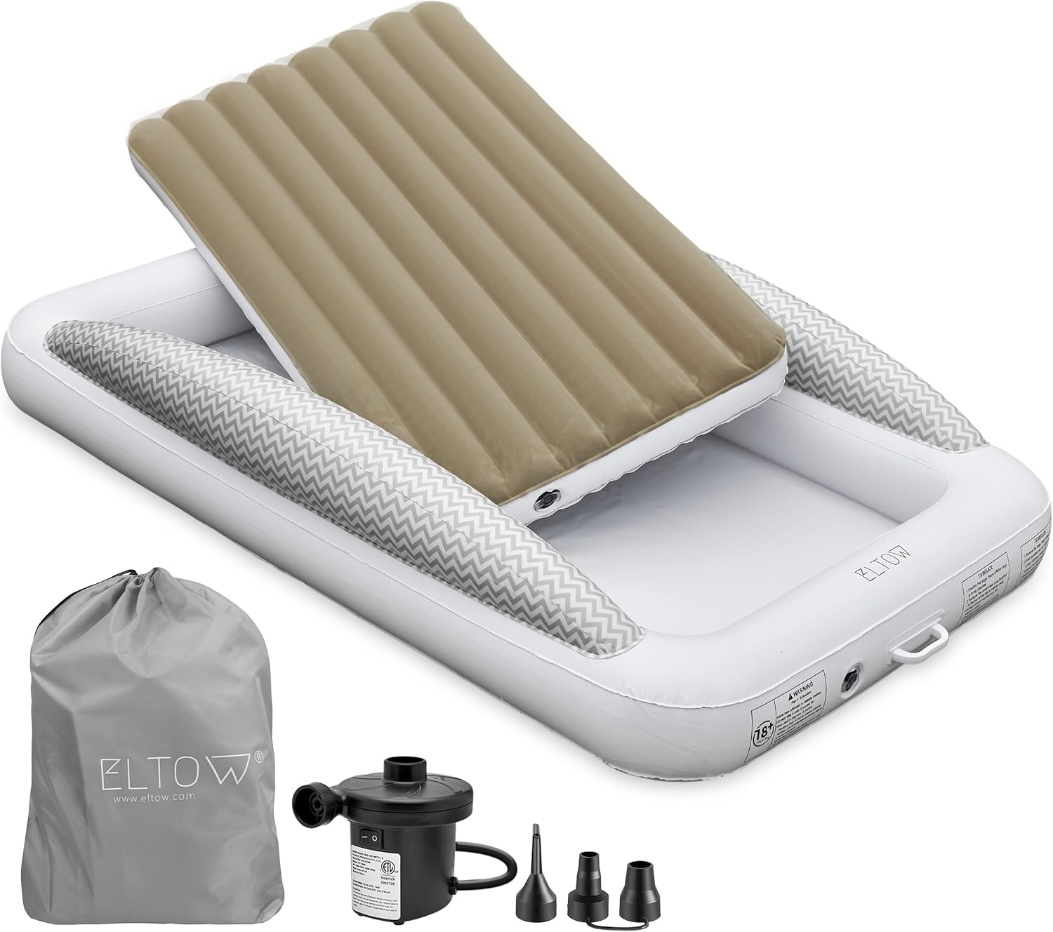 ELTOW Inflatable Toddler Travel Bed with Safety Bumpers