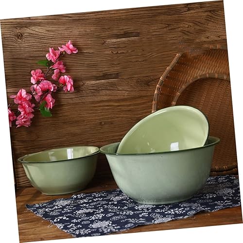 Miniatura 9 de Cuenco de esmalte Cuencos de mezcla de ensalada Cuenca de aceite de manteca de cerdo Lavabo de lavado vintage Cuenco de mezcla redondo Cuenca de