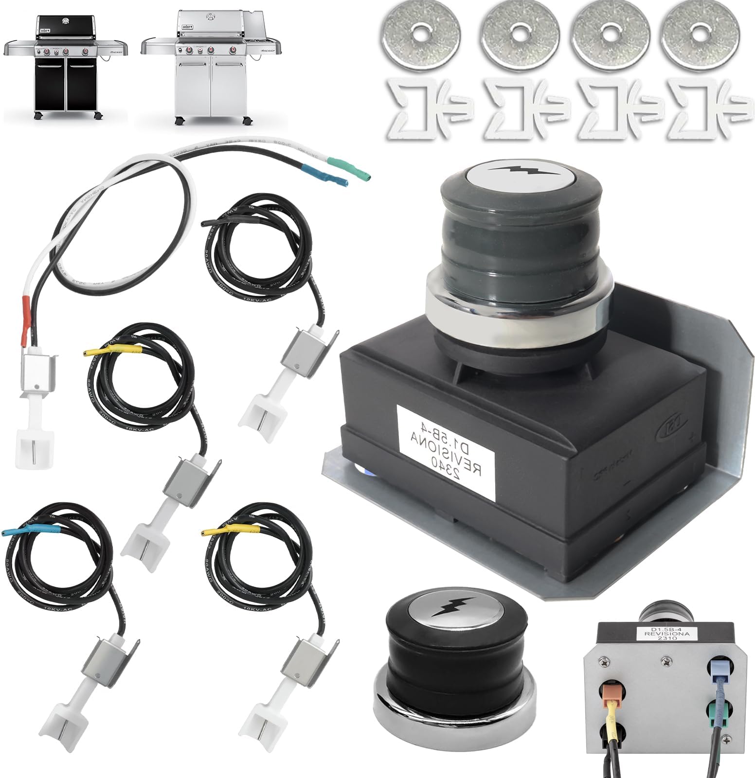 1836-13 7629 Igniter Kit Replacement for Weber Genesis 300 Series Front-Control Grills, Starter Module for Weber Genesis E330 E310 S310 S330 7628 88826 66836 65946 Grill Parts, 4-Outlet Ignition
