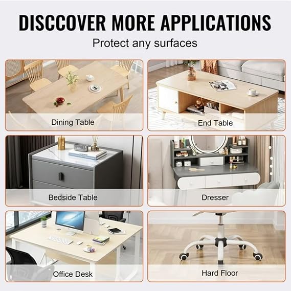 AHWEKR 10x10 in Office Desk Blotter Mat Clear Plastic Table Protector Cover Pad PVC Transparent Topper Surface Proection Pad Anti Scratch Table Mat Glass Dinner End Waterproof Easy Clean