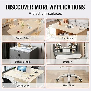 AHWEKR 10x10 in Office Desk Blotter Mat Clear Plastic Table Protector Cover Pad PVC Transparent Topper Surface Proection Pad Anti Scratch Table Mat Glass Dinner End Waterproof Easy Clean