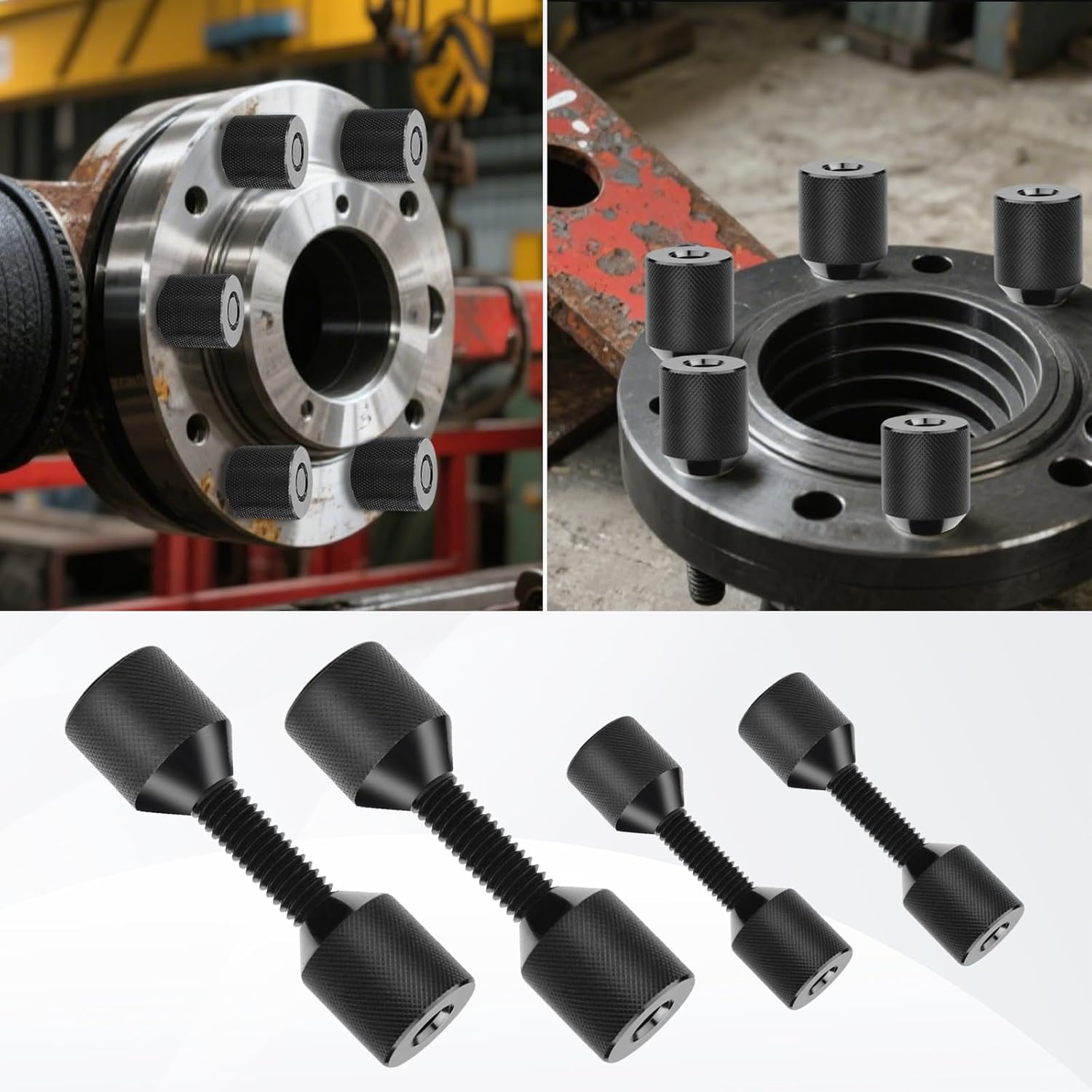Two Hole Pins, Portable, Aluminum Alloy Ergonomic 4 Pcs 2 Hole Flange Alignment Pins with a Pair of Gloves for Mechanical Assemblies, Aluminum Alignment Pin Set, Black