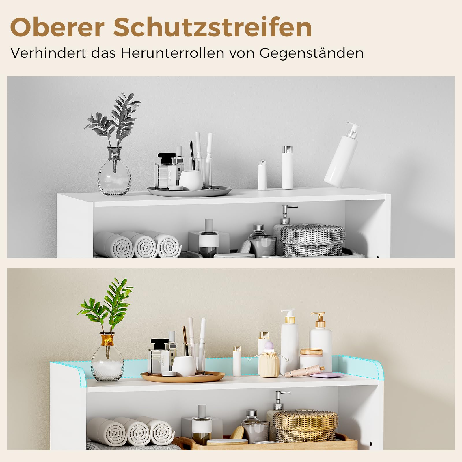 ANWBROAD Badezimmerschrank, Badschrank mit 4 Schubladen, Kommode Badezimmer 2 Schranktüren und 5-lagige Verstellbarer Ablage, Kommode für Badezimmer, Wohnzimmer, Küche, 110 × 80 × 30 cm, Weiß, SBC015W