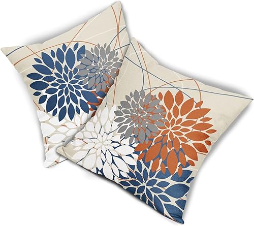 Miniatura 8 de Chinoiserie - Juego de 2 fundas de almohada de 16 x 16 pulgadas, diseño floral verde amarillo para exteriores, fundas de almohada cuadradas de lino