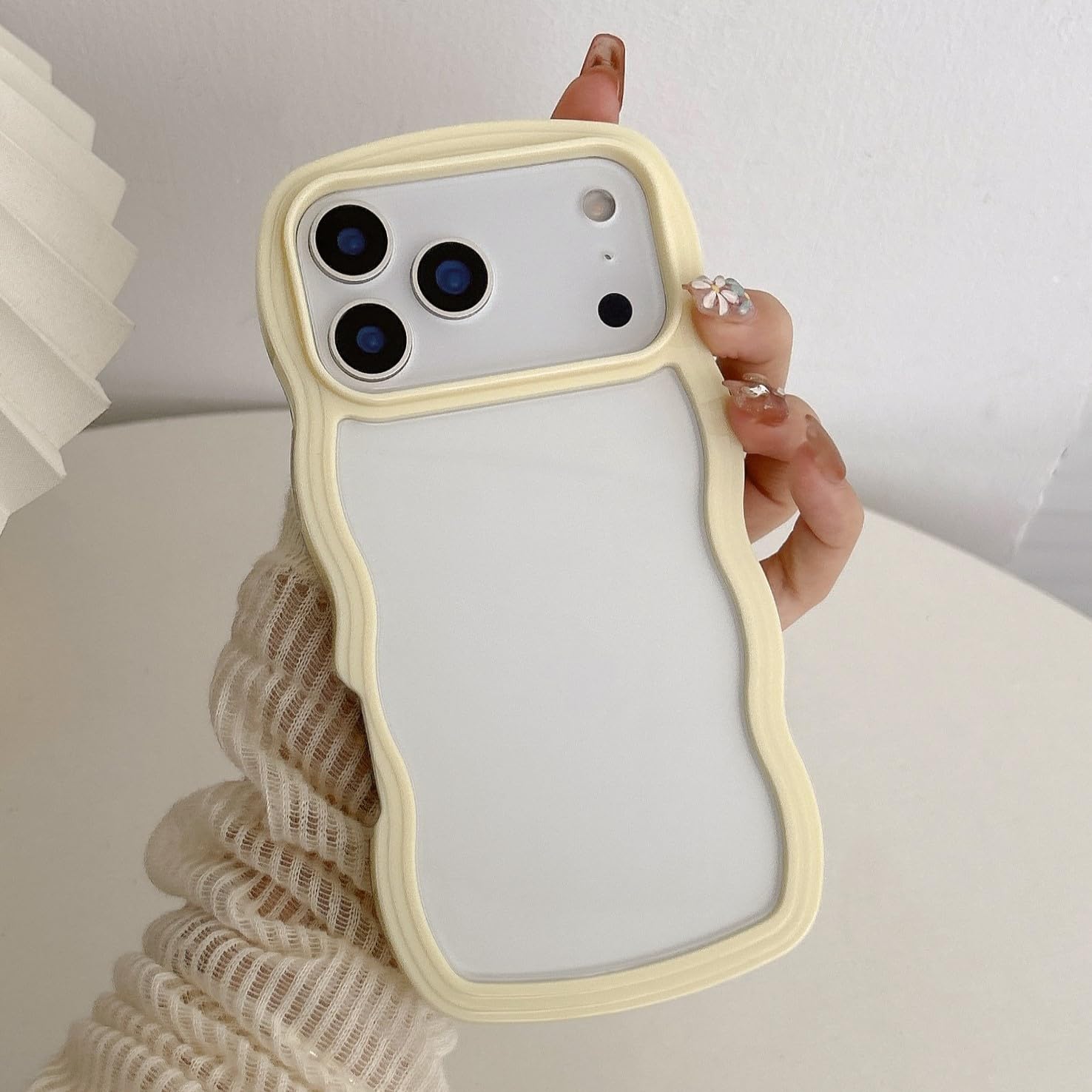 QLTYPRI Compatible with iPhone 16 Case, Cute Curly Wave Frame Clear Case for Girls Women, Transparent Soft Silicone TPU Bumper Shockproof Protective Cover for iPhone 16 - Pink — view 109