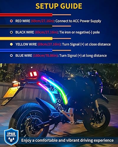 Miniatura 4 de DUOFU365 Tira LED Drl, tira de luces LED RGB para exteriores, 2 unidades, 24 pulgadas, multicolor, tira de luz diurna con aplicación inalámbrica y