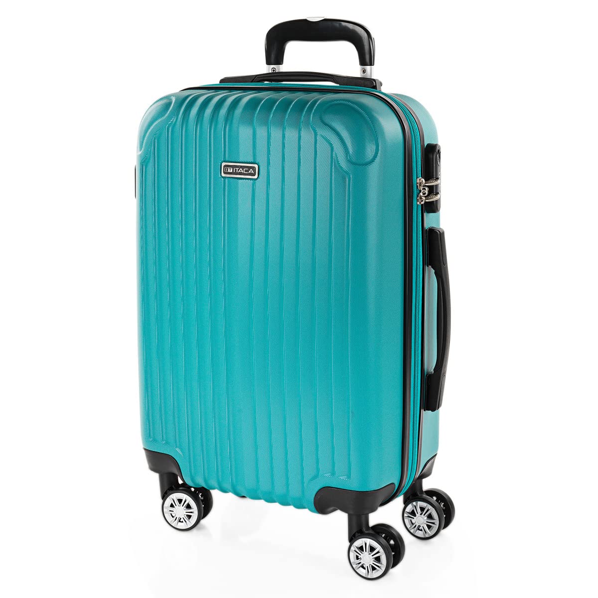 ITACA - Maleta de Cabina 55x40x20 - Maletas De Viaje Cabina Rígidas Trolley con 4 Ruedas Dobles para Avion Ligera Equipaje De Mano Candado de Combinación. Compatible Ryanair, Verde Menta