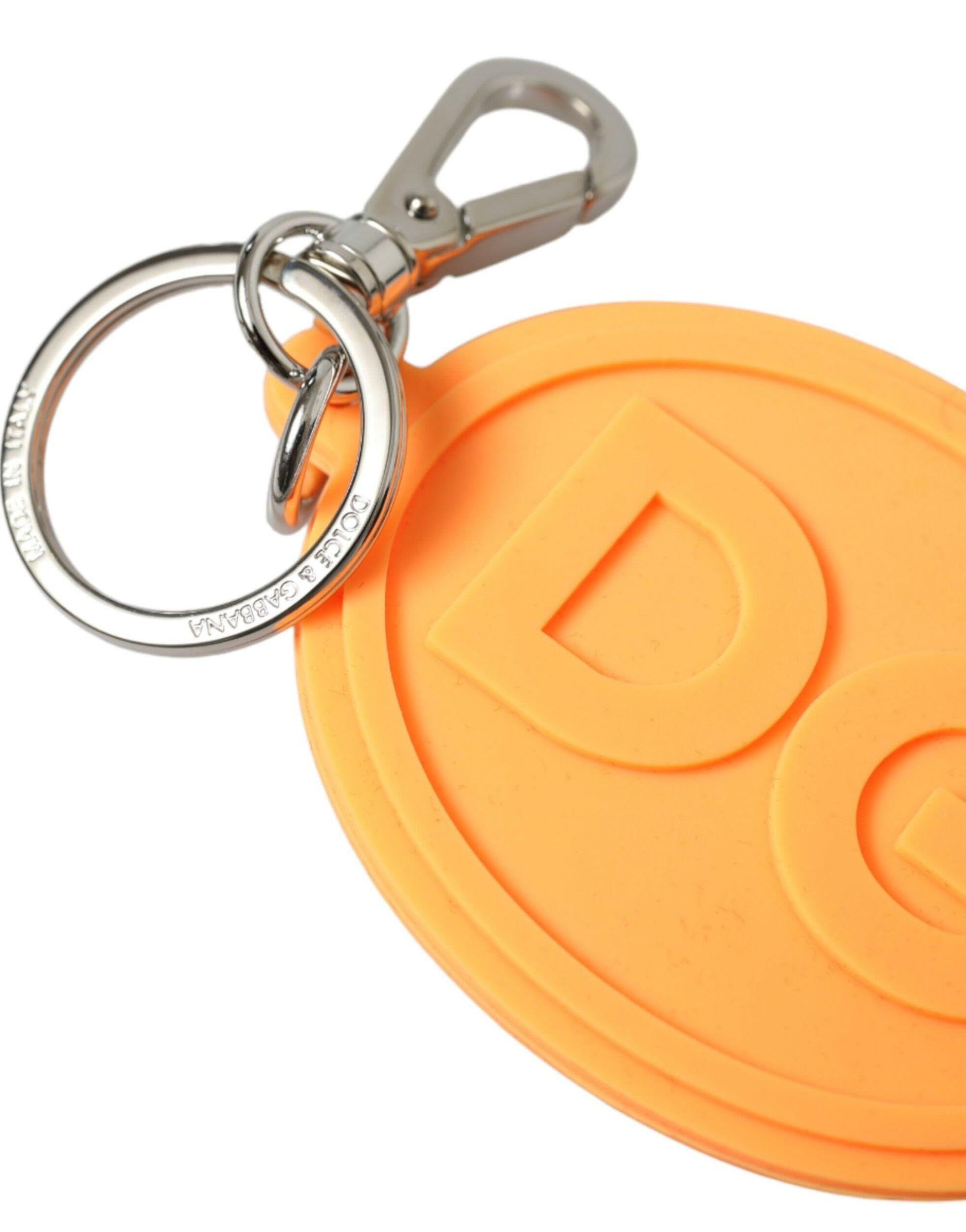 Dolce & Gabbana - BEST SELLERS - Gumowe logo DG srebrny mosiądz metalowy brelok, pomarańczowy