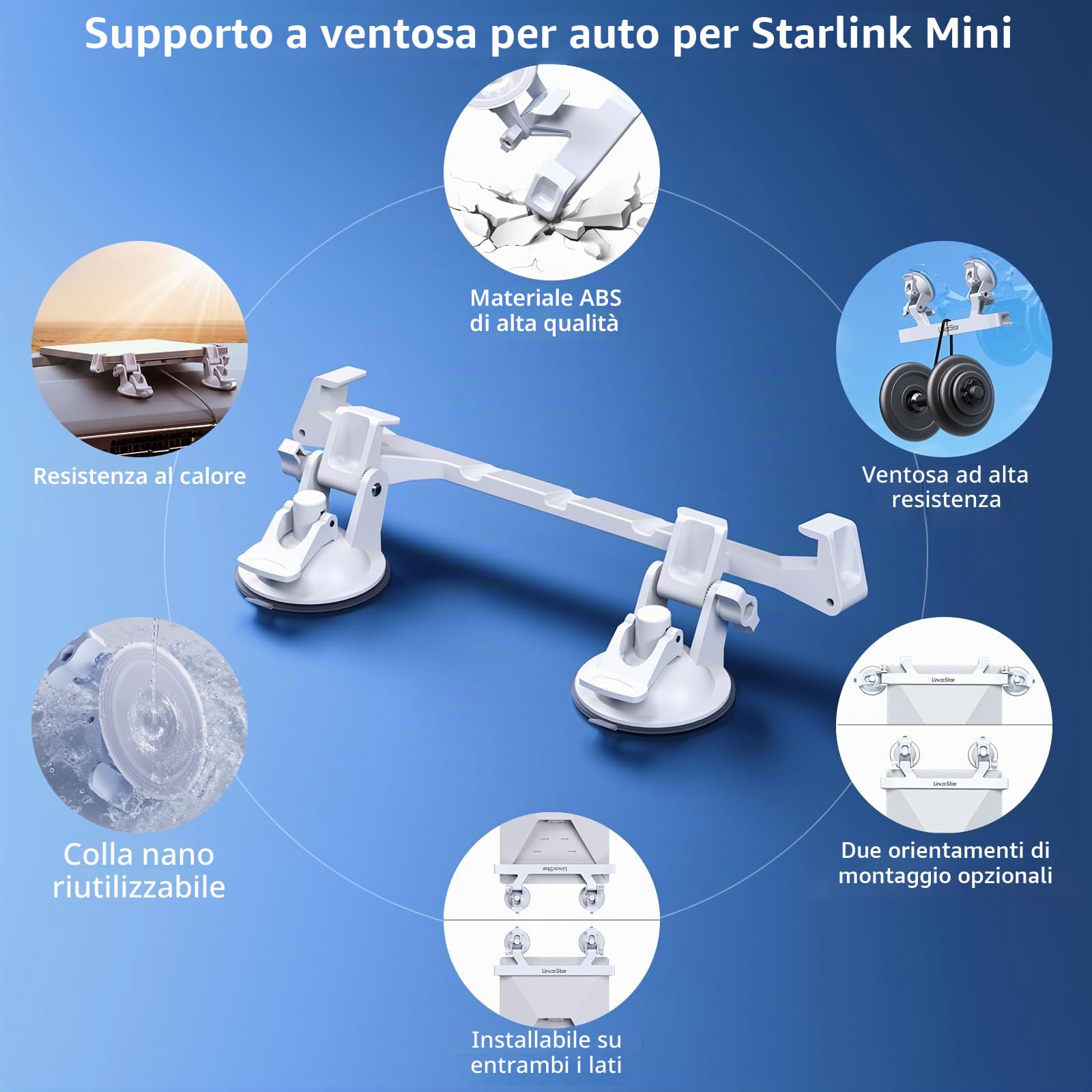Starlink - Mini supporto ventosa per cruscotto e parabrezza, kit di montaggio sicuro per la maggior parte dei veicoli