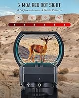 Vista 2 de PINTY Vista de punto rojo con punto rojo/verde y múltiples retículas, para riel Picatinny, pistola, rifle (combo láser opcional)