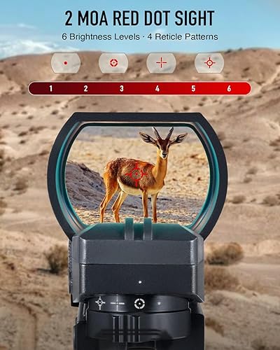 Miniatura 2 de PINTY Vista de punto rojo con punto rojoverde y múltiples retículas, para riel Picatinny, pistola, rifle (combo láser opcional)