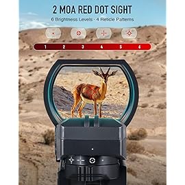 PINTY Red Dot Sight, 1x40 Reflex Sight with 2MOA Red Dot 6 Brightness Levels 4 Reticle Patterns for Picatinny Weaver Rails, Tactical Scope for Long Guns Hunting Rifles Pistols More, Batteries Incl