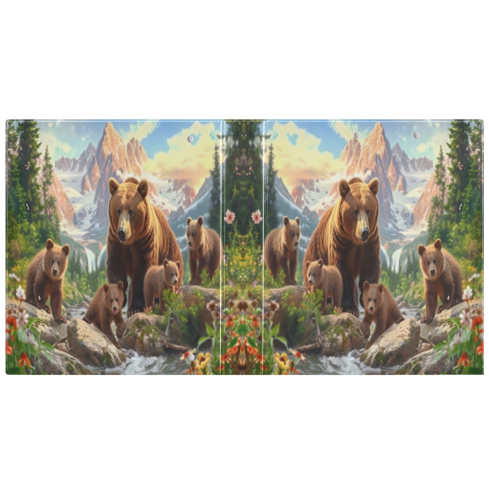 Simpatico raccoglitore a tre anelli da 3,8 cm, 3 anelli con 3 tasche interne, raccoglitori ad anelli a D, per scuola e ufficio, paesaggio montano, confezione da 2
