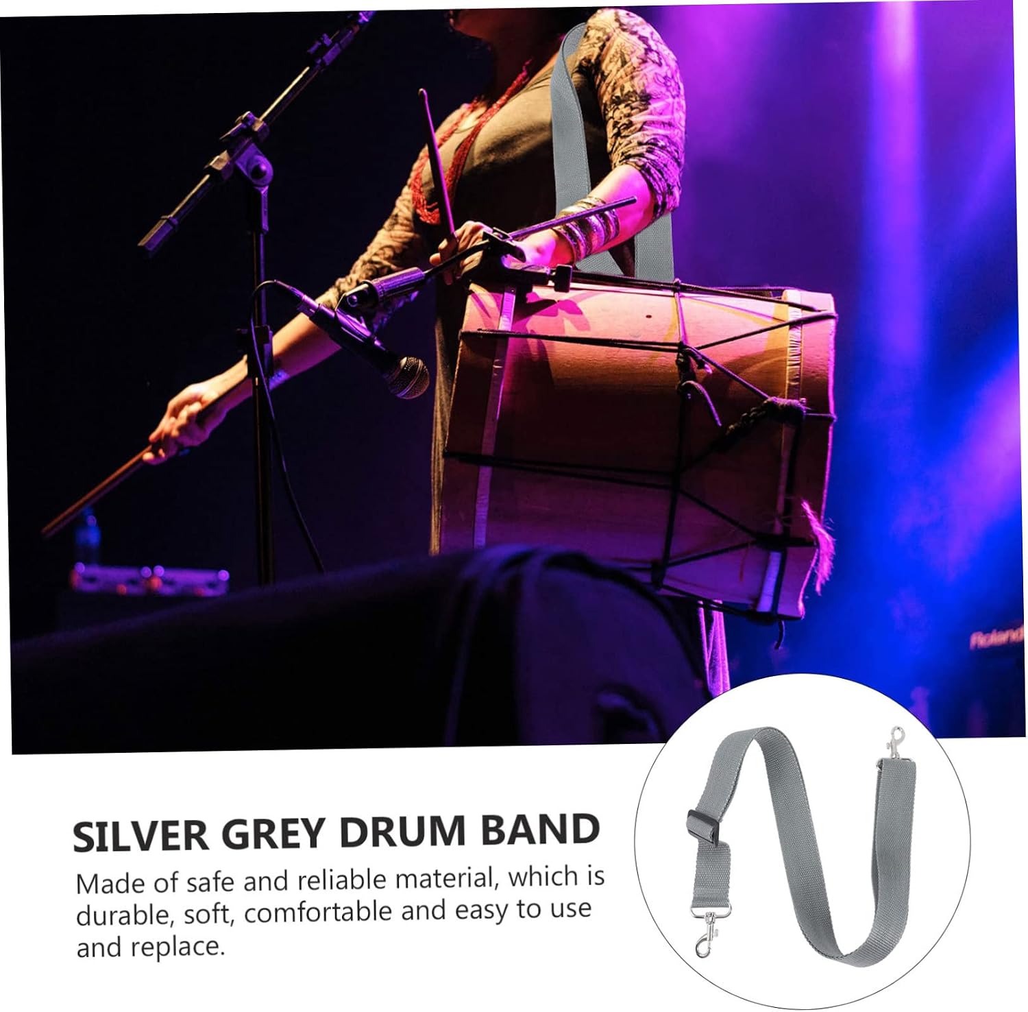 Adjustable Snare Drum Strap Sling Elastic Marching Band Drum Belt Clips Drummer Accessories Tactical Sling