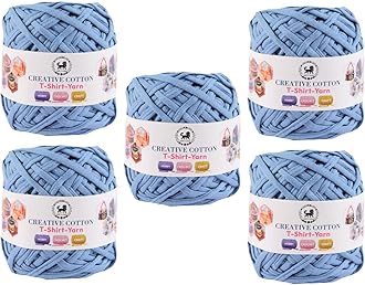 NESTNHAVEN Creative Cotton T-Shirt Yarn Carpet, Knitting Yarn for Hand Knitting DIY Bags, Baskets, Blanket, Cushion Crocheting Projects 200 GMS (Glacier Blue) | (500 Gm)