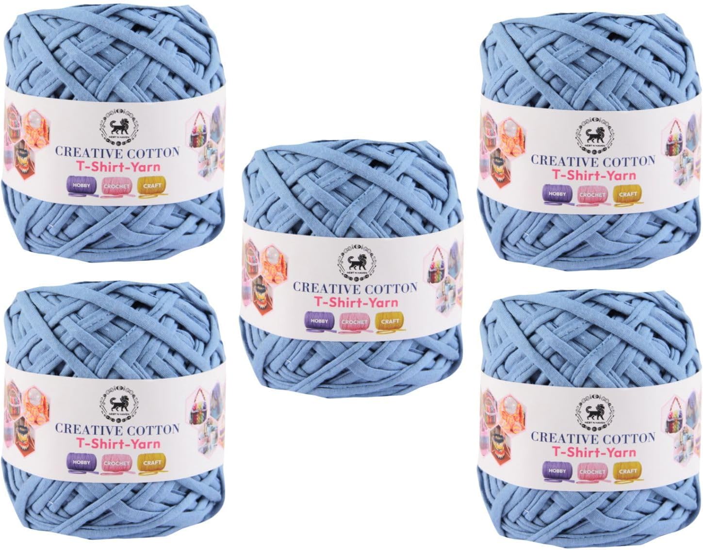 NESTNHAVEN Creative Cotton T-Shirt Yarn Carpet, Knitting Yarn for Hand Knitting DIY Bags, Baskets, Blanket, Cushion Crocheting Projects 200 GMS (Glacier Blue) | (500 Gm)
