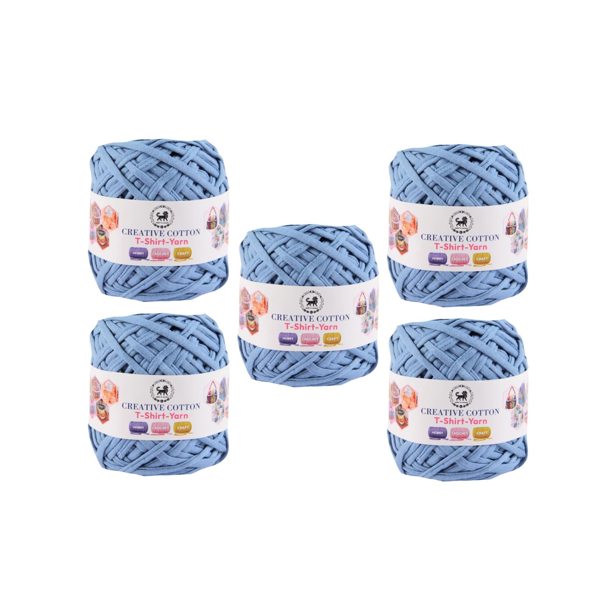 NESTNHAVEN Creative Cotton T-Shirt Yarn Carpet, Knitting Yarn for Hand Knitting DIY Bags, Baskets, Blanket, Cushion Crocheting Projects 200 GMS (Glacier Blue) | (500 Gm)