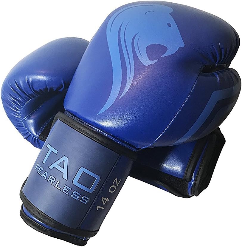 TAO Boxing Gloves Professional Fight Bag Gloves (Blue, 14 OZ)