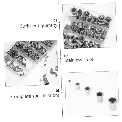 Cabilock 190pcs tuerca de remaches con cabeza plana miniatura 7