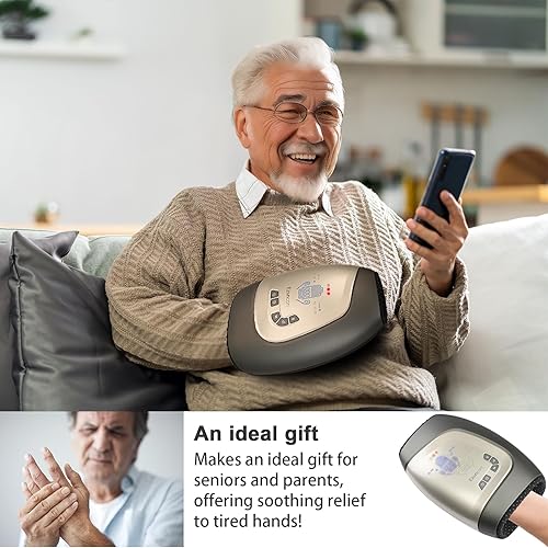 Miniatura 2 de Masajeador eléctrico de manos, masajeador de mano inalámbrico, calefacción de 3 niveles, dedos en la palma y la muñeca a elegir, como un guante,