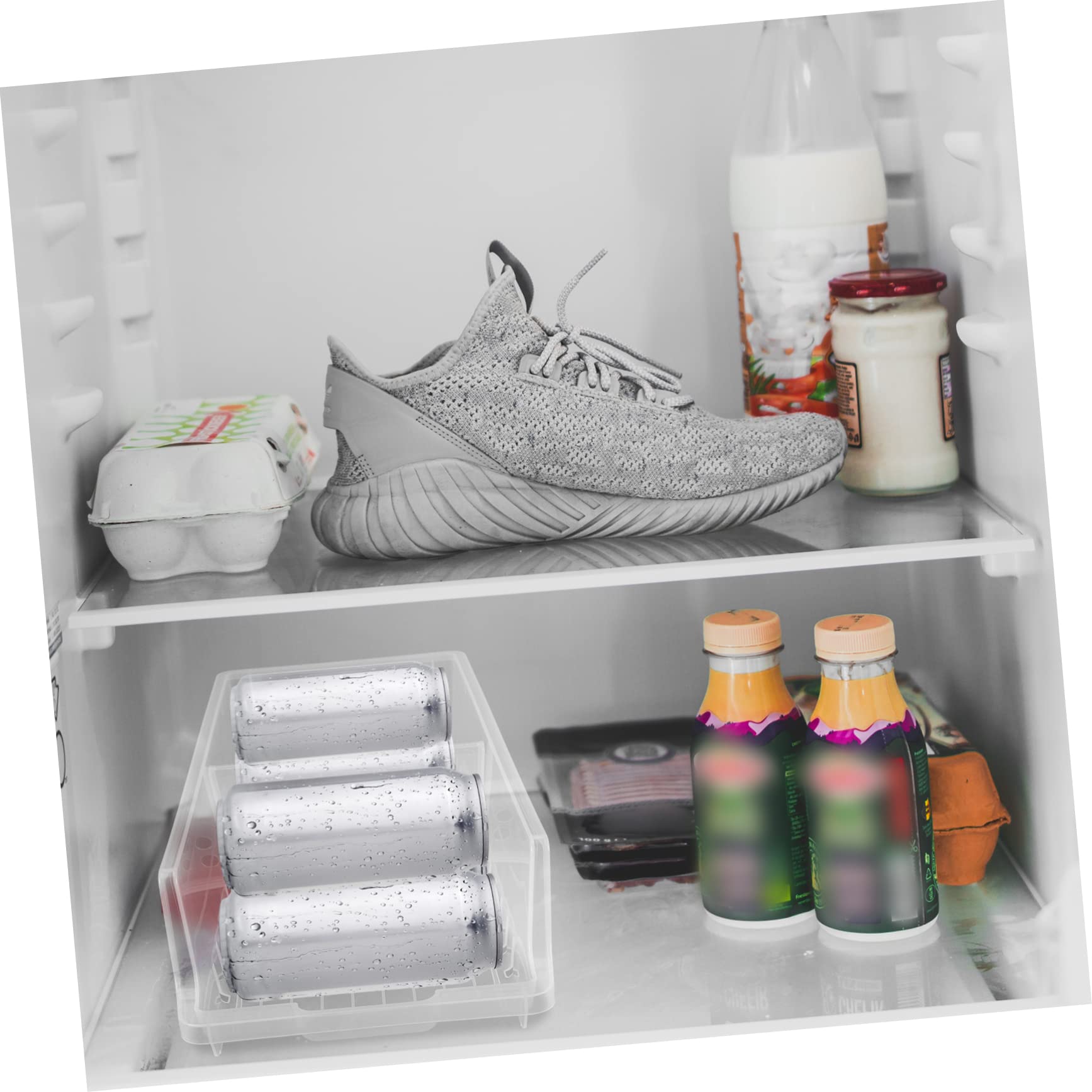 Soporte para Latas de Refrigerador Blanco de Pp, Organizador Apilable | Identificación Fácil de Artículos, Uso en Nevera y Cocina, Apto para Soda Can y Alimentos