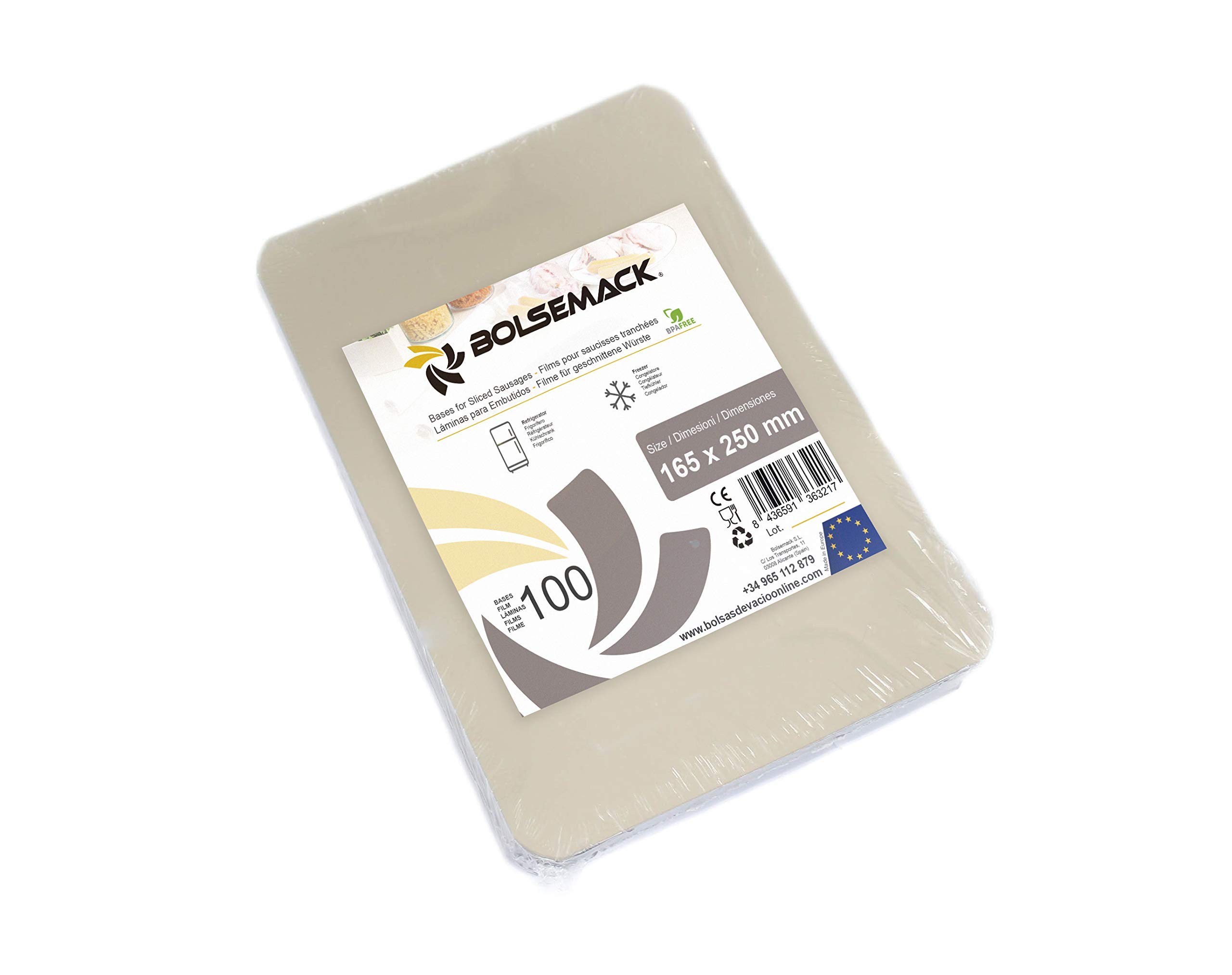 Bolsemack Feuilles de Tranchage Sous Vide Transparent 165 x 250 mm - Lot de 100