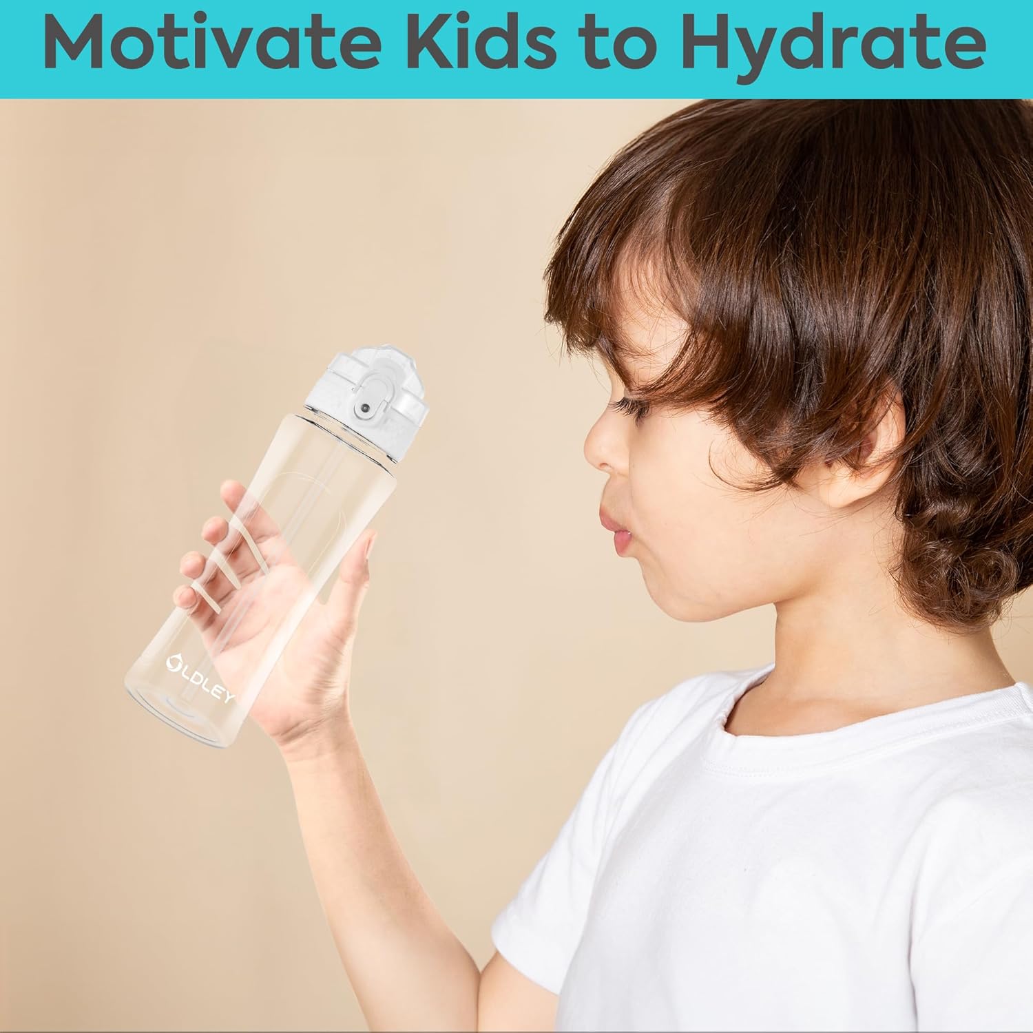 OLDLEY Kids Water Bottle with Straw 15 oz BPA-Free Leak-Proof Motivational Water Bottles with Time Marker for School Sports Travel Gym, Easy to Use for Girls Goys, 1 Straw Lid, Transparent - Image 6