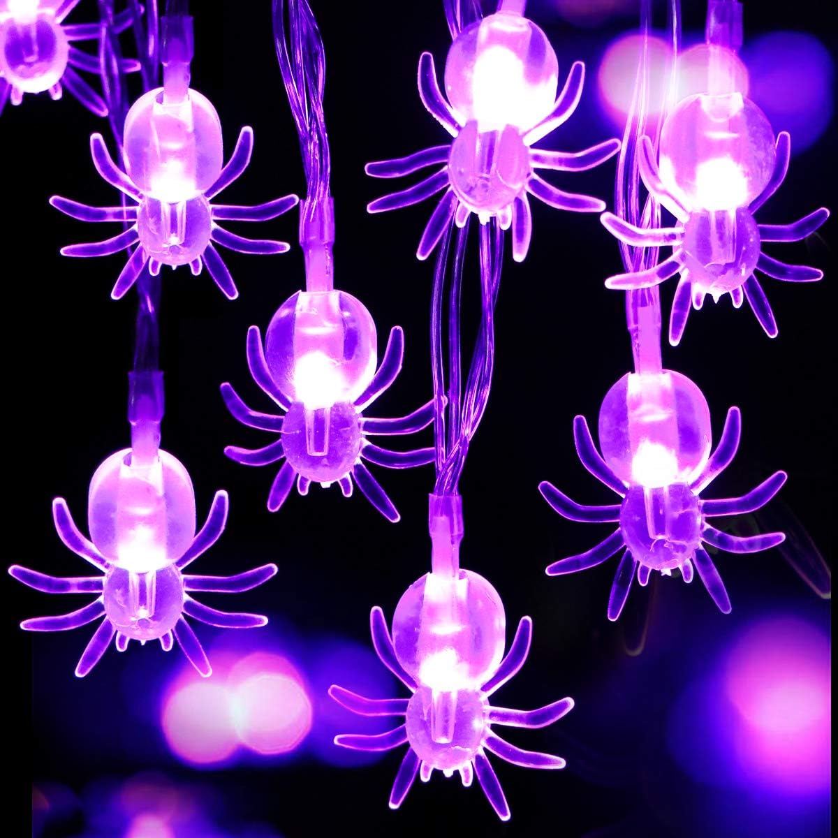 AYOGU 20 LED Spider String Lights for Halloween Decoration,6.5 Ft/20 LED Fairy Lights Battery Powered for Outdoor/Indoor/Home/Party/Bar Decoration(Purple) (Spider)