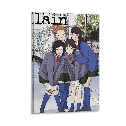 Serial Experiments Lain Anime Print Wall Art Posters for Room Aesthetic and Decorative 10 Canvas Painting Posters And Prints Wall Art Pictures for Living Room Bedroom Decor 24x36inch(60x90cm) Frame-s - 24x36inch(60x90cm) - Frame-style