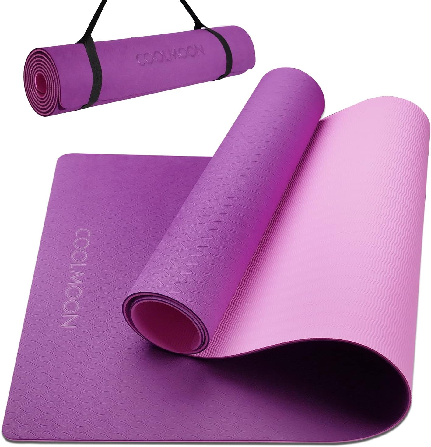 COOLMOON 1/4 Inch Extra Thick Yoga Mat Double-Sided Non Slip,Yoga Mat For Women and Men,Fitness Mats With Carrying Strap,Eco Friendly TPE Yoga Mat , Pilates And Exercises Mat : Sports & Outdoors