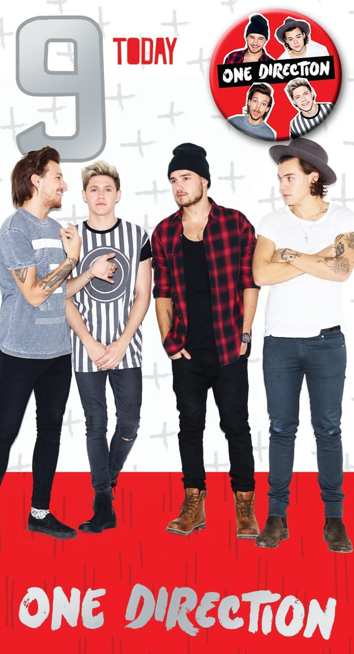 One Direction Age 9 Birthday Greeting Card Badged