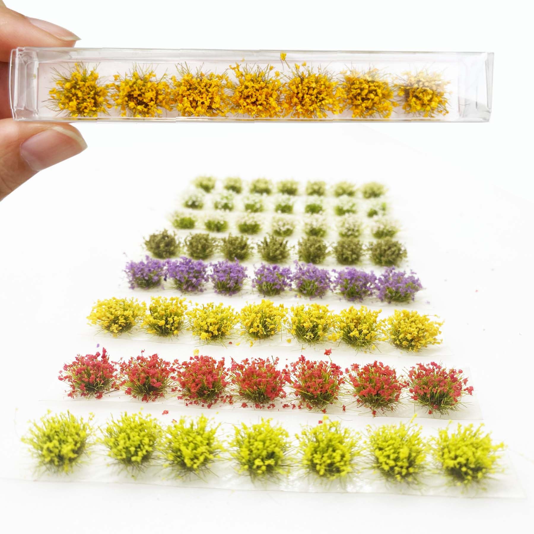 Attuslla 56 PCS Herbe Modèle Pour Diorama - Touffes D'herbe Statique 8 Couleurs - Décoration Paysage Train Miniature