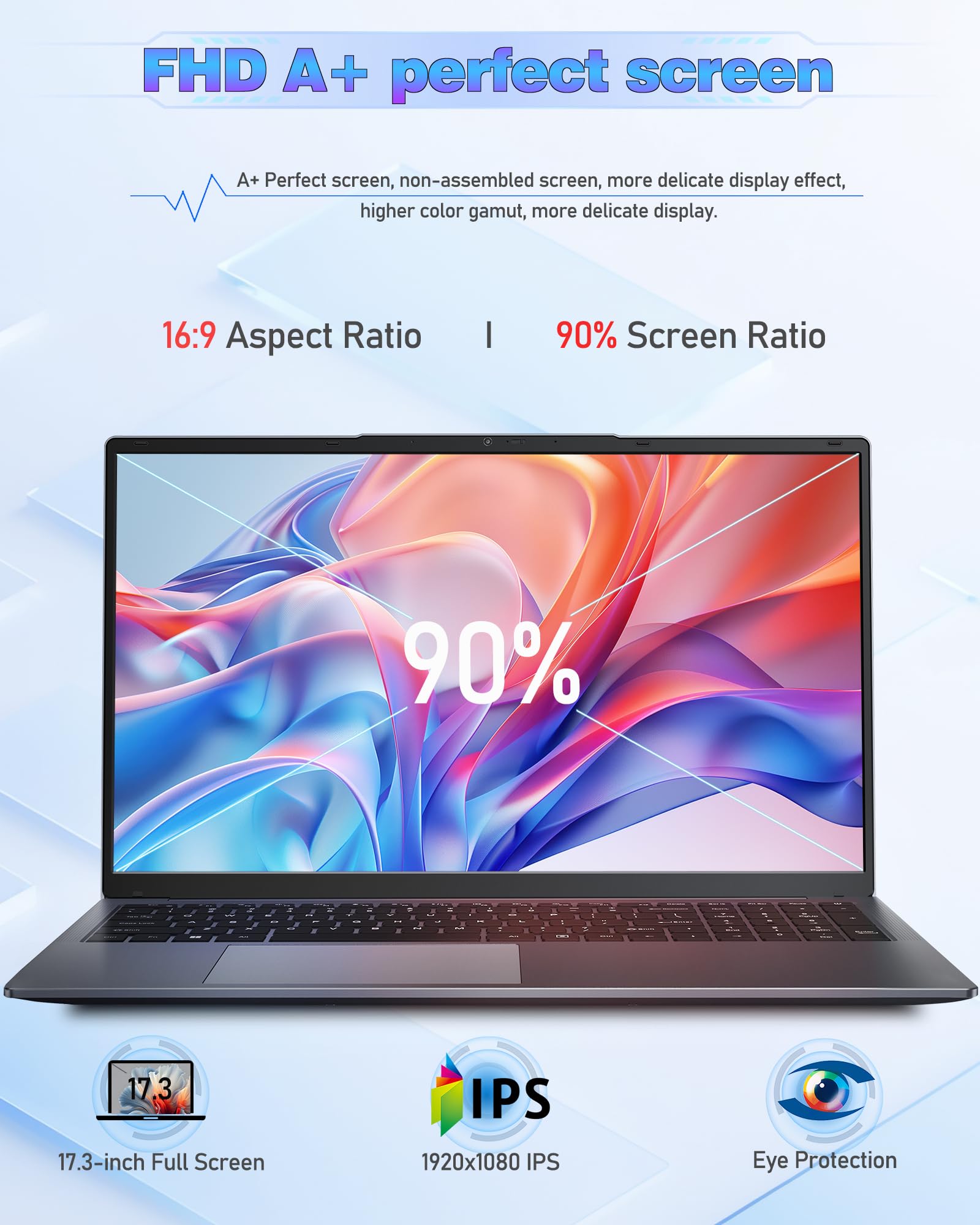 MYW Computer portatili da 17,3", Ryzen 5 3500U (fino a 3,7 GHz), RAM DDR4 da 8 GB, SSD da 512 GB, 1920 x 1080, tipo C (data), WiFi5, BT, RJ45, doppi altoparlanti stereo, tastiera retroilluminata