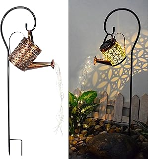 Metal Watering Can Solar Lights Outdoor Stake Solar Watering Can Solar Kettle with Bright LED Waterproof for Decorative Ga...