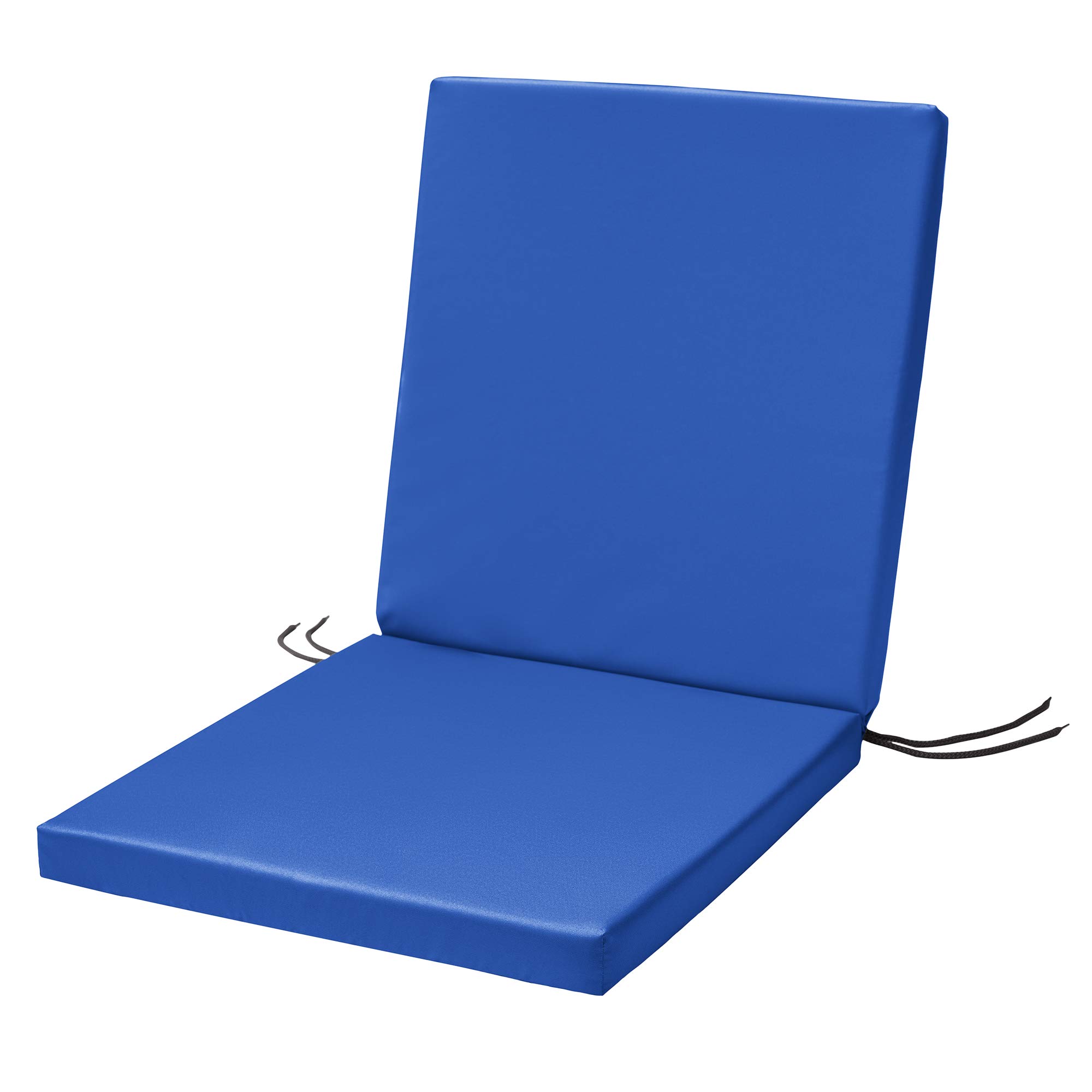 SOFTILLO Waterproof Low Back Chair Cushion With Ties 100x45x4cm | Indoors/Outdoors Patio Seat Pad Cushion For Garden Chairs, Loungers, Recliner, Relaxer | Water-Resistant Material |Blue