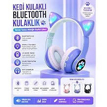 STN-28 Kulak st  Bluetooth Kulakl k, Kedi Tasar ml , FM Radyo, Haf za Kart  Giri li, Lacivert